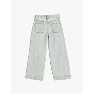 Kız Çocuk Bol Paça Pamuklu Denim Pantolon 5SKG40059AD - KOTON - AÇIK İNDİGO - 5-6 YAŞ