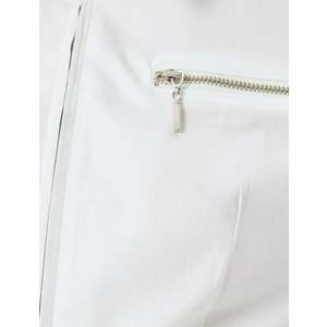 Slim Fit Klasik Yaka Crop Fermuarlı Gömlek 5SAK60136PW - KOTON - BEYAZ - 36