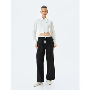 Slim Fit Klasik Yaka Crop Fermuarlı Gömlek 5SAK60136PW - KOTON - BEYAZ - 36