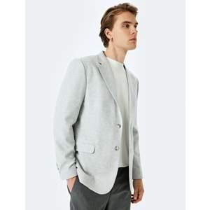 Slim Fit Pamuk Karışımlı Mono Yaka Blazer Ceket 5SAM50004HK - KOTON - GRİ - 50