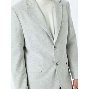 Slim Fit Pamuk Karışımlı Mono Yaka Blazer Ceket 5SAM50004HK - KOTON - GRİ - 50