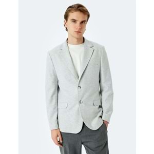 Slim Fit Pamuk Karışımlı Mono Yaka Blazer Ceket 5SAM50004HK - KOTON - GRİ - 50