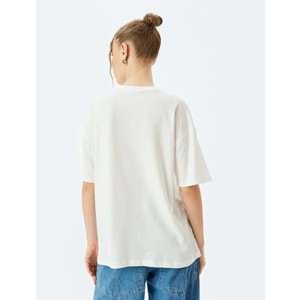 Kedi Baskılı Sloganlı Bisiklet Yaka Kısa Kollu Tişört 5SAL10222IK