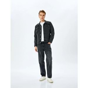 Kapaklı Cep Detaylı Düğmeli Pamuklu Klasik Jean Ceket 5SAM50003ND