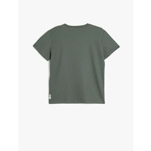 Erkek Çocuk Pamuklu Kısa Kollu Oversize Basic Tişört 5SKB10010TK - KOTON - YEŞİL - 7-8 YAŞ