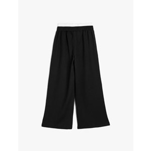 Kız Çocuk Cepli Çift Bel Detaylı Beli Lastikli Basic Pantolon 5SKG40047AK - KOTON - SİYAH - 5-6 YAŞ