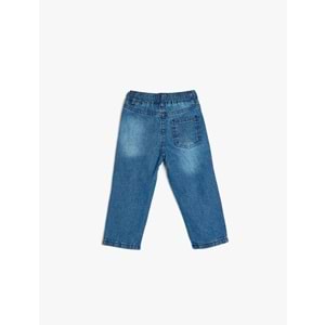 Erkek Bebek Beli Bağcıklı Pamuklu Denim Pantolon 5SMB40002TD