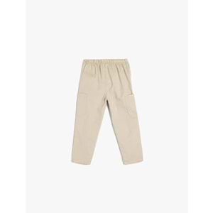 Erkek Bebek Pamuklu Beli Lastikli Cep Detaylı Pantolon 5SMB40026TW - KOTON - BEJ - 4-5 YAŞ