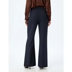 Yüksek Bel Geniş Paça Kumaş Pantolon 5SAK40059UW - KOTON - LACİVERT - 40