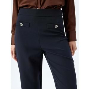 Yüksek Bel Geniş Paça Kumaş Pantolon 5SAK40059UW - KOTON - LACİVERT - 40