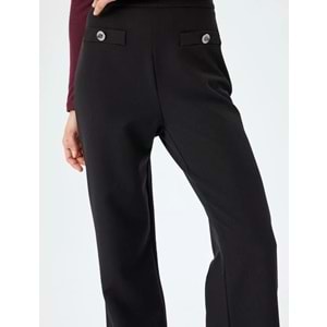Yüksek Bel Geniş Paça Kumaş Pantolon 5SAK40059UW - KOTON - SİYAH - 38