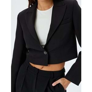 Kruvaze Yaka Crop Blazer Ceket 5SAK50003UW - KOTON - SİYAH - 34
