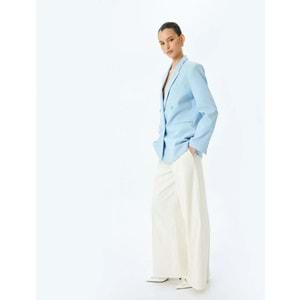 Kruvaze Oversize Blazer Ceket 5SAK50018UW - KOTON - MAVİ - 34