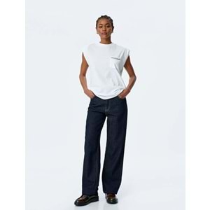 Basic Vatkalı Tişört 5SAK50020UK - KOTON - KIRIK BEYAZ - L