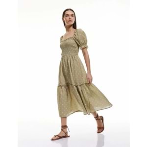 Kadın Giyim Elbise 5SAL80068IW - KOTON - YEŞİL DESENLİ - 34