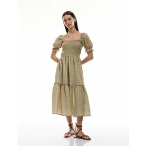 Kadın Giyim Elbise 5SAL80068IW - KOTON - YEŞİL DESENLİ - 34