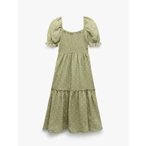 Kadın Giyim Elbise 5SAL80068IW - KOTON - YEŞİL DESENLİ - 34