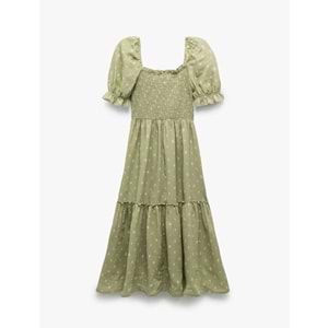 Kadın Giyim Elbise 5SAL80068IW - KOTON - YEŞİL DESENLİ - 34