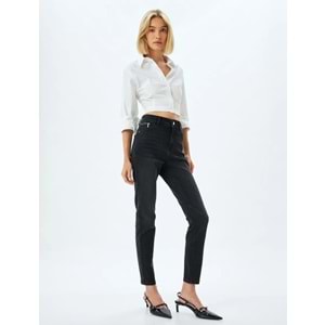 Yüksek Bel Kot Pantolon Dar Paça 5WAL40006MD - KOTON - SİYAH - 30/32