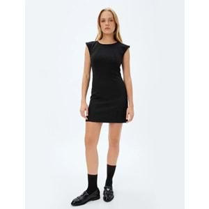 Yuvarlak Yaka Kolsuz Mini Elbise 5WAK80052UW - KOTON - SİYAH - 38