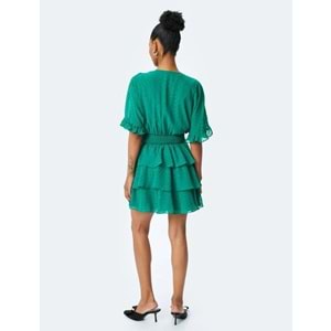 Puantiyeli Gipeli Mini Elbise 5SAK80038FW - KOTON - YEŞİL - 40