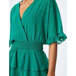 Puantiyeli Gipeli Mini Elbise 5SAK80038FW - KOTON - YEŞİL - 40