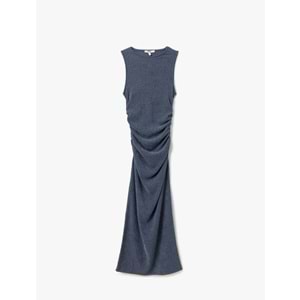 Bisiklet Yaka Kolsuz Uzun Elbise 5SAK80121EK - KOTON - LACİVERT - XS