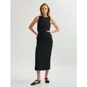 Yırtmaçlı Kolsuz Midi Boy Kalem Elbise 5SAK80141EK