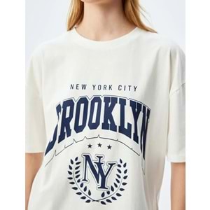 Oversize Tişört Kolej Baskılı 5SAL10023IK