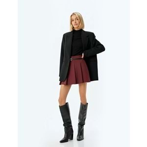 Pileli Mini Etek Kemerli Standart Bel 5WAK70115UW - KOTON - BORDO - 40