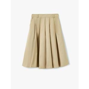 Kalın Pileli A Kesim Cep Detaylı Uzun Etek 5SAL70035IW - KOTON - BEJ - 34