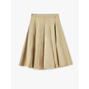 Kalın Pileli A Kesim Cep Detaylı Uzun Etek 5SAL70035IW - KOTON - BEJ - 34