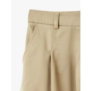 Kalın Pileli A Kesim Cep Detaylı Uzun Etek 5SAL70035IW - KOTON - BEJ - 34