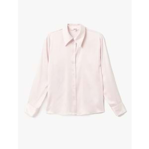 Klasik Yaka Saten Gömlek 5SAK60177PW - KOTON - PEMBE - 38