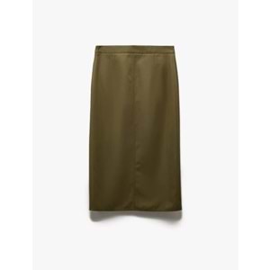 Gabardin Kumaş Yırtmaçlı Midi Kalem Etek 5SAK70146PW - KOTON - HAKİ - 34