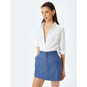 A Kesim Mini Etek 5SAK70053UW - KOTON - İNDİGO - 42