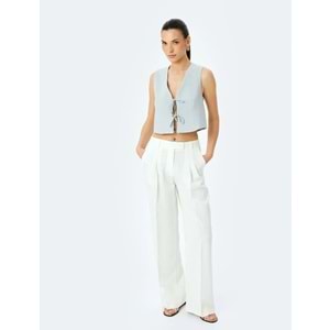 V Yaka Crop Yelek 5SAK20002PW - KOTON - GRİ - 36