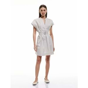 A Kesim Kemerli Mini Elbise 5SAL80076IW - KOTON - BEJ - 40