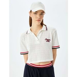 Polo Yaka Kısa Kollu Tişört 5SAL10046IK - KOTON - EKRU - M