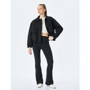 İspanyol Paça Fitilli Tayt Pantolon 5SAL40124IK - KOTON - ANTRASİT - M