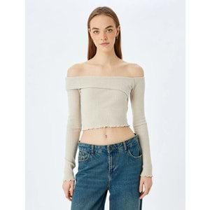 Madonna Yaka Slim Fit Crop 5SAL10451IK - KOTON - BEJ - L