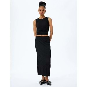 Yüksek Bel Kalem Etek 5SAK10002UK - KOTON - SİYAH - XL