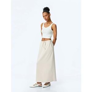 Oversize Beli Bağcıklı Midi Etek 5SAK10161EK - KOTON - BEJ - XS