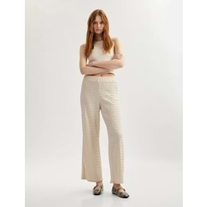 Bol Paça Dokulu Pantolon 5SAK40011UK - KOTON - BEJ - XL
