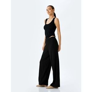 Yüksek Bel Bol Paça Pantolon 5SAK40001UK - KOTON - KIRIK BEYAZ - S