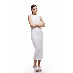 Kolsuz Slim Fit Kalem Elbise 5SAK80031UK - KOTON - KIRIK BEYAZ - S