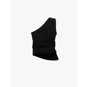 Drape Detaylı Tek Omuz Bluz 5SAK10043EK - KOTON - SİYAH - L