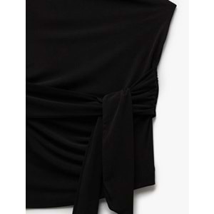 Drape Detaylı Tek Omuz Bluz 5SAK10043EK - KOTON - SİYAH - L