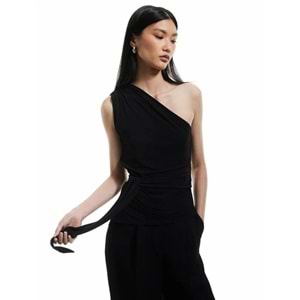 Drape Detaylı Tek Omuz Bluz 5SAK10043EK - KOTON - SİYAH - L