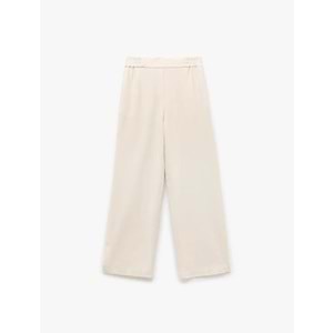 Lastikli Astarlı Viskon Cepli Geniş Paça Pantolon 5SAK40041PW - KOTON - BEJ - 42